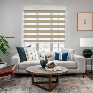 Wholesale Waterproof Dual Fabric Layer Corded Zebra Blinds For BedRoom