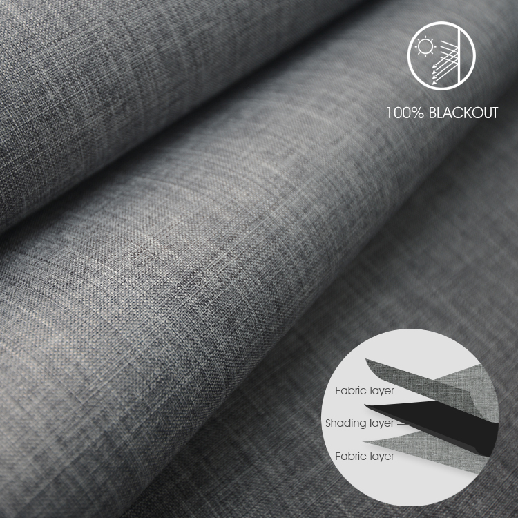 Custom Polyester Blackout Plain Textured Roller Blinds Fabrics for Windows