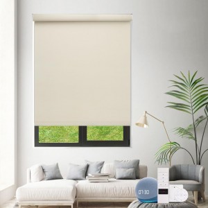 Cordless Roller Blinds 100% Blackout Remote Control Polyester Motorized Roller Blinds