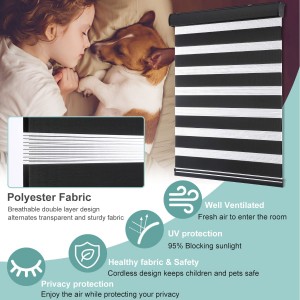 Breathable Yarn Dye Polyester Double Sheer Light Solid Color Zebra Blind Fabric