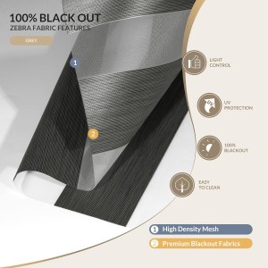 Double Day and Night 100% Polyester Fiber UV Proof Zebra Blinds Roller Fabric for Window