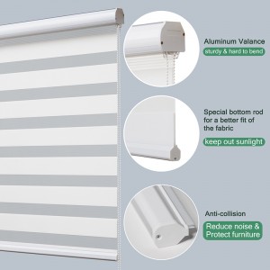 Wholesale Waterproof Dual Fabric Layer Corded Zebra Blinds For BedRoom