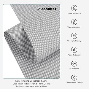 Polyester Sunscreen Blinds Fabric UV Proof Blackout Flame Outdoor for Window