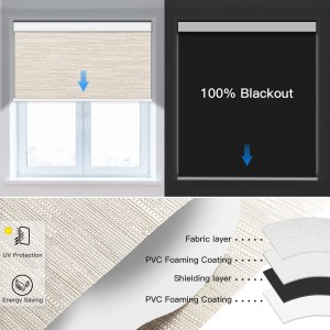 Cordless Roller Blinds 100% Blackout Remote Control Polyester Motorized Roller Blinds