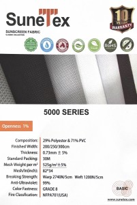 71% PVC 29% Coated Polyester Fire Proof Waterproof Sun Screen Materials Sunscreen Roller Blinds Fabric