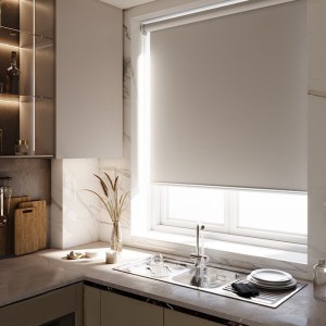 100% Blackout Fiberglass Curtain Fabric Roller Blinds with Flame Retardant