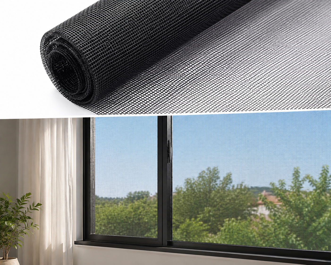 Polyester PVC Mosquito Net Mesh Fabric, 50% Open Area Insect Screen, Durable Window Door Fly Screen, Breathable Anti-Insect Netting for Home, Balcony, Patio & DIY Use