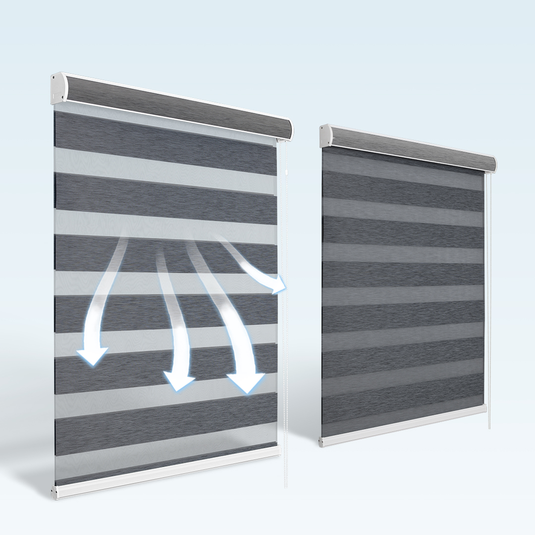 Cordless Zebra Roller Shade Double Layered Window Blind